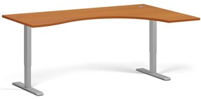 Ergonomiczne biurko z regulacją wysokości, 180x120 cm, 2 silniki, L/P, szara podstawa, czereśnia