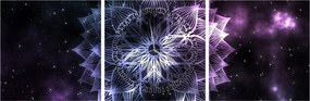 Obraz - Mandala lotosu w kosmosie (z zegarem) (90x30 cm)