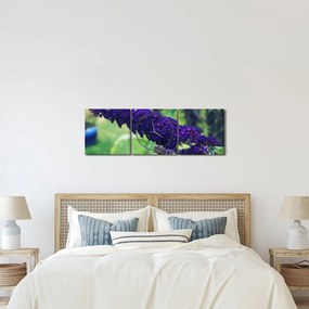 Obraz niebieskiego kwiatu (z zegarem) (90x30 cm)