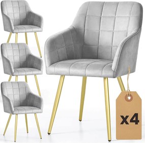 Zestaw 4 szarych krzeseł pikowanych w stylu glamour W6-M67