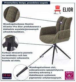 Oliwkowe tapicerowane krzesło z podłokietnikami M4-M65