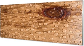 Szklany Panel Krople na Naturalnym Drewnie