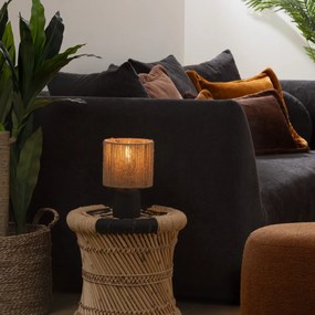 Ceramiczna lampa stołowa KOBY z plecionym kloszem, 24 cm