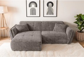 Szarobrązowy narożnik z tkaniny szenilowej (lewostronny/z szezlongiem) Nelia – Ropez