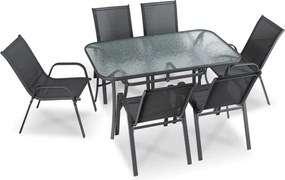 Zestaw Mebli Ogrodowych LIBERTY Szary 6 Krzeseł Stół Tarasowy Nowoczesny