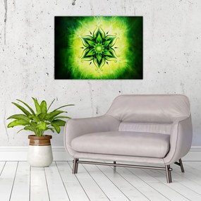 Obraz na szkle - Kwiatowa mandala na zielonym tle (70x50 cm)