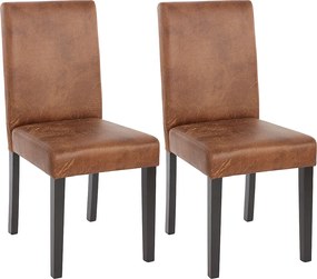 Zestaw 2 krzeseł do jadalni Littau ze sztucznej skóry,  tekstylia, imitacja zamszu, ciemne nogi