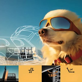 Transporter dla psa BRUNO, 89x70x51cm, srebrna/czarna Cadoca