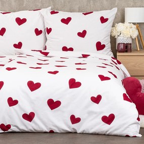 4Home Pościel bawełniana Red Hearts, 220 x 200 cm, 2 szt. 70 x 90 cm, 220 x 200 cm, 2 szt. 70 x 90 cm