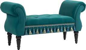 HOMCOM Tapicerowana ławka, Ławka w stylu vintage, do 150 kg, 117x40x58 cm, Zielony