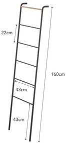 Czarna drabina dekoracyjna z detalem z bukowego drewna YAMAZAKI Tower Ladder