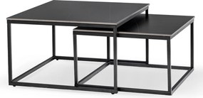 Zestaw Stolików Kawowych TENOR Czarny Marmur/Czarny do Salonu Glamour