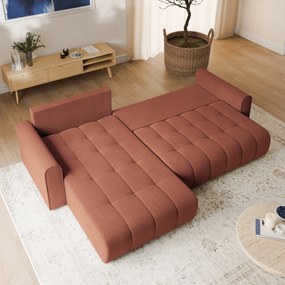 Masseno Narożnik FRIGA z funkcją spania i pojemnikiem na pościel Narozniki L, Rozkładana sofa - Ceglasty, ARAGON 59