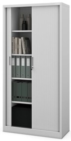 Metalowa szafa biurowa na akta z roletą DAMIAN, 900 x 1850 x 450 mm, szara