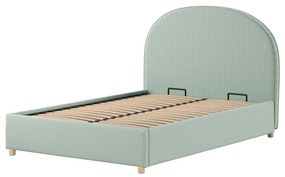 Zielone tapicerowane łóżko dwuosobowe ze schowkiem i stelażem 140x200 cm Moon – Vipack
