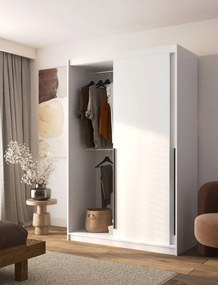 Biała szafa przesuwna z 3 szufladami 140 cm B7-W09