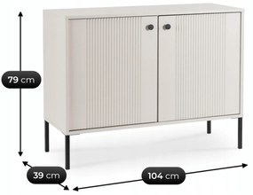 Komoda do Salonu SOFT 104 cm Kaszmir Ryflowana Dwudrzwiowa Nowoczesna