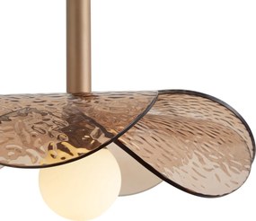 Designerska lampa wisząca ciemny brąz z bursztynowym szkłem - Kemner