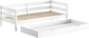 Białe łóżko dziecięce z litego drewna sosnowego z wysuwanym łóżkiem ze stelażem 90x200 cm Margrit – Vipack