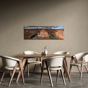 Obraz jeziora na klifie (z zegarem) (90x30 cm)