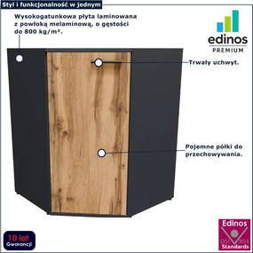Komoda narożna z półkami grafit + dąb wotan E6-M74