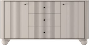 Komoda Vesper 160 cm z szufladami na kulach - kaszmir / czarne uchwyty / nogi kule