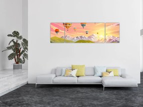 Obraz balonów nad krajobrazem (170x50 cm)