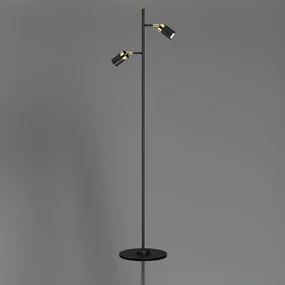 Lampa podłogowa JOKER BLACK/GOLD 2xGU10, stojąca, czarna, podwójna