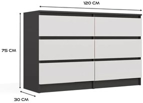 Komoda na ubrania antracyt + biały - Berta 120 cm
