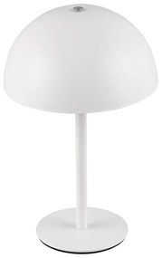 Lampa stołowa LED w matowym białym kolorze z metalowym kloszem (wysokość 21 cm) Munoz – Trio