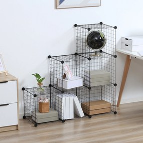 HOMCOM Regał z metalowych kostek, Dostosowywalna szafa na ubrania, książki, zabawki, elastyczny, 109L x 37B x 109H cm, Czarny