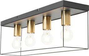 Minimalistyczna lampa sufitowa czarna ze złotem 4-światłowa - Kodi