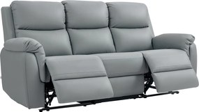 HOMCOM Sofa 3-osobowa, lewy i prawy siedzisko odchylane, regulowany podnóżek, pokrycie z ekoskóry, do salonu, Ciemnoszary