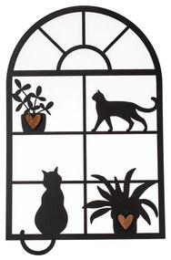 Metalowa dekoracja okienna z kotami, 30 x 48 cm