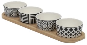 Zestaw do serwowania przekąsek, 4 miseczki, porcelana