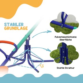 Outsunny Huśtawka 360° obracalna 2-miejscowa odporna na UV, huśtawka ogrodowa do 90 kg z uchwytami, trójnożna podstawa dla dzieci 3–8 lat | Aosom PL