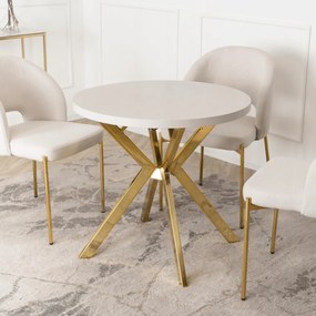 Stół Okrągły Rozkładany DORIAN 80-160 cm Kaszmir/Złoty Glamour