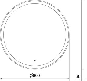 Mexen Esso lustro łazienkowe podświetlane, okragłe 80 cm, LED 6000K, antypara, rama czarna - 9825-080-080-611-70