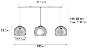 Nowoczesna lampa wisząca czarna 3-punktowa - Koopa Nowoczesny Oswietlenie wewnetrzne