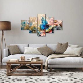Obraz - Malowanie kwiatów i motyli (125x70 cm)