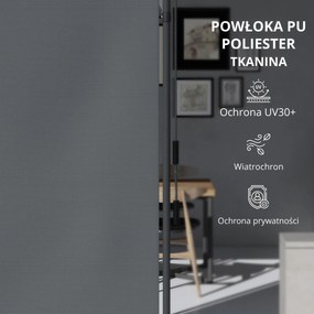 Outsunny Wolnostojąca Markiza, Długość Regulowana, Montaż bez Wiercenia, Rama z Aluminium, 1,2 x 2,2-3,1 m, Ciemnoszary
