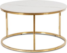 Stolik Kawowy VENICE 80 cm Biały Marmur/Złoty Nowoczesny Glamour