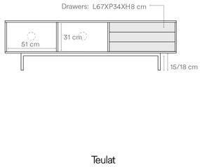 Szaro-naturalna szafka pod TV w dekorze dębu 180x52 cm Sierra – Teulat