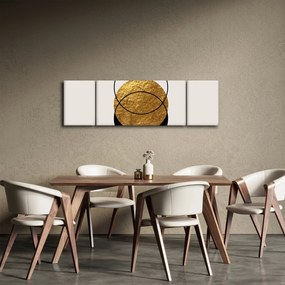 Obraz - Abstrakcja złoto-biała N⁰2 (170x50 cm)