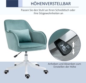 Vinsetto Fotel z masażerem krzesło obrotowe z funkcją wibracji aksamit Maksymalne obciążenie 115kg Zielony | Aosom PL