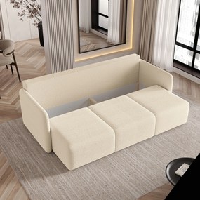 Masseno Sofa SUVI III z funkcją spania i pojemnikiem na pościel, Rozkładana sofa - Kremowy, QUELLE 02