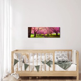 Obraz kwitnących czereśni, Hurd Park, Dover, New Jersey (z zegarem) (90x30 cm)
