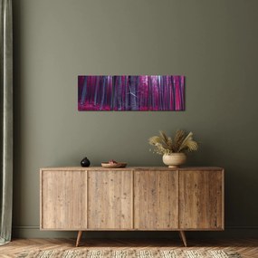 Obraz różowego lasu (z zegarem) (90x30 cm)
