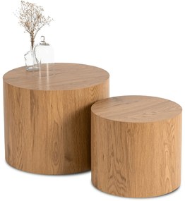 Zestaw Stolików Kawowych LEILA 43 cm/53 cm Dąb Naturalny Skandynawski Loft