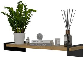Ścienna półka na książki w stylu loft czarny + dąb artisan - Mizu 4X